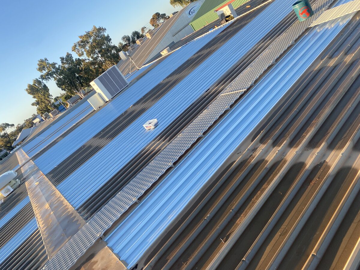 Large commercial metal reroof